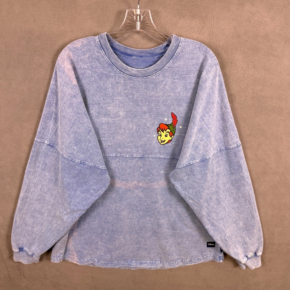 Disney Spirit Jersey Peter Pan Adult XL‎ Blue Mineral Wash Long Sleeve Pullover